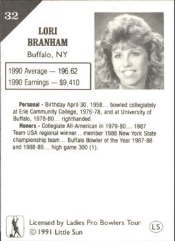 1991 Little Sun Ladies Pro Bowling Tour Strike Force #32 Lori Branham Back